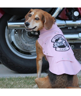 Biker Dawg Motorcycle Dog Jacket (Small, Pink)