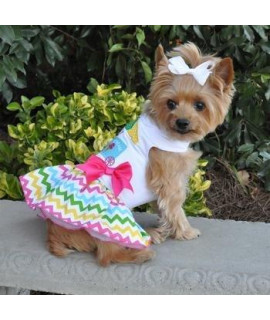 Doggie Design Embroidered Ice Cream Cart Dress, Wave Print Skirt and Raspberry Bow with Matching Leash