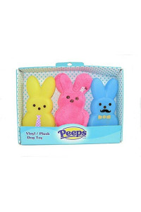 Peeps Bunny Squeaky Vinyl/Plush Toys - 3 Pack (Pink)
