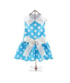 Doggie Design Blue Polka Dot Light Weight Dress with Matching Leash & D-Ring (X-Small)