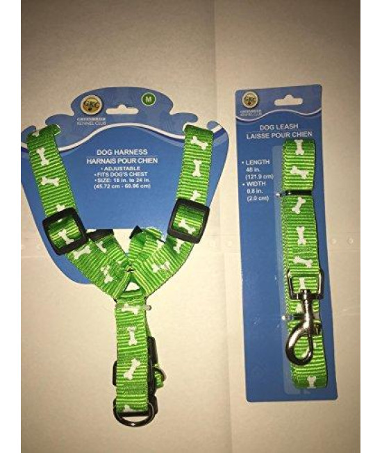 Greenbrier Kennel Club Dog Harness And Leash Set (Medium, Green)