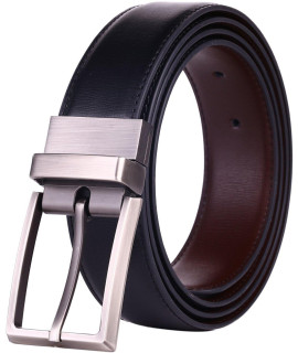 Beltox Fine Mens Dress Belt Leather Reversible 125 Wide Rotated Buckle gift Box (BlackBrown,38-40) A