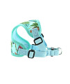 DOGGIE DESIGN Wrap and Snap Choke Free Dog Harness (Surfboards and Palms, S)