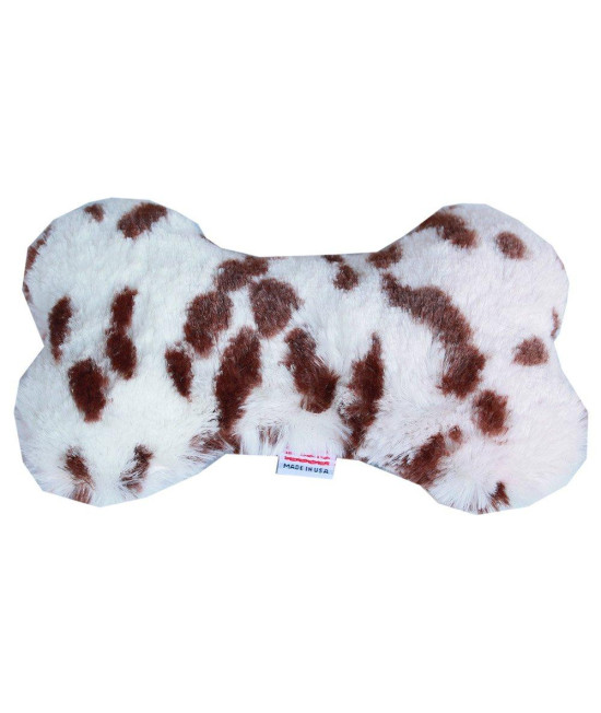 MiragePet 6 L x 3 W Soft Squeaky Plush Bone Shape Dog Toy - Snow Leopard