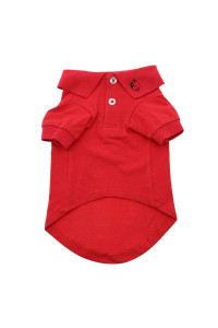 DOGGIE DESIGN Solid Dog Polo Shirt (Flame Scarlet Red, L)