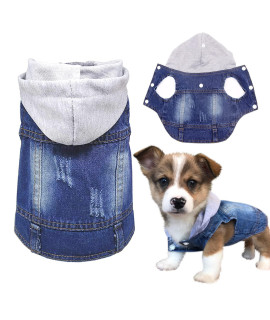 SILD Pet clothes Dog Jeans Jacket cool Blue Denim coat Small Medium Dogs Lapel Vests classic Hoodies Puppy Blue Vintage Washed clothes (grey,S)