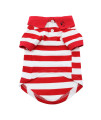 DOGGIE DESIGN Striped Dog Polos (Flame Scarlet Red and White, XL)
