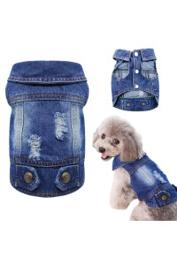 SILD Pet clothes Dog Jeans Jacket cool Blue Denim coat Small Medium Dogs Lapel Vests classic Hoodies Puppy Blue Vintage Washed clothes
