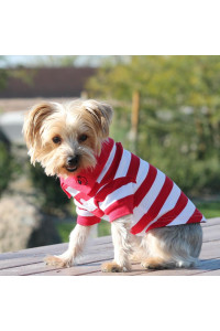 DOGGIE DESIGN Striped Dog Polos (Greenery and White, XS)