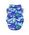 DOGGIE DESIGN Hawaiian Camp Shirt (Ocean Blue and Palms, S)