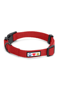 Pawtitas Dog Collar For Medium Dogs Training Puppy Collar With Solid - M - Red