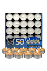 Ohr Tealight candles - 50 Pack Bulk Tea Lights candles - White Tealights Unscented - 4 Hour Burn Time