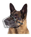 BRONZEDOG Dog Muzzle German Shepherd Wire Basket Metal Mask Leather Adjustable Medium Large Pets (XL)