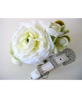 House of FurBaby Wedding Flower Dog collar - White Spring garden Flower Dog collar XS S M L (collar only L- 15-19 Neck)