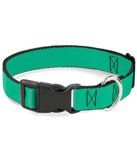 Dog collar Plastic clip Solid Rainforest green 13 to 18 Inches 1.5 Inch Wide