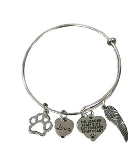 Infinity Collection Dog Memorial Jewelry, Dog Charm Bracelet - Paw Print Jewelry- Dog Lovers Bracelet- Dog Owner Bangle for Dog Lovers
