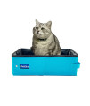 Petlike Travel Cat Litter Box, Leak-Proof Portable Litter Box, Collapsible Toilet Tray Carrier For Small Medium Cats (Medium, Aqua)