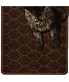 Mighty Monkey Durable Easy clean cat Litter Box Mat, great Scatter control Mats, Keep Floors clean, Soft on Sensitive Kitty Paws, cats Accessories, Large Size, Slip Resistant, 35x23, chocolate