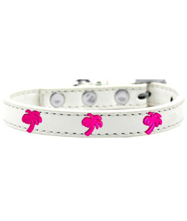 Mirage Pet Products 631-25 WT16 Pink Palm Tree Widget Dog collar Size 16 White