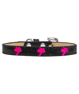 Mirage Pet Products 633-25 BK12 Pink Palm Tree Widget Ice cream Dog collar Size 12 Black