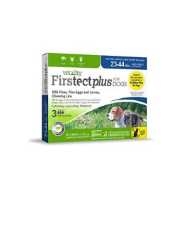 Vetality Firstect Plus for Dogs 23-44 lbs. 3 doses, Waterproof flea and tick Control