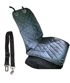 BUYITNOW Pet Front Seat cover Bucket with Side Flaps Seatbelt Waterproof Quilted car Seat Protector Dog cushion Mat Black