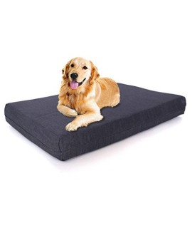 Premium Dog Beds - Orthopedic Memory Foam - 100% Made in USA - Luxury Washable Pet Bed - Medium 34x22s4 (Blue Denim)