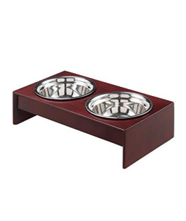 Elegant Home Fashions 4 inch Mahogany Home Style Pet Feeder with 2 Bowls One Size (OOAK-920)