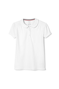 French Toast Girls Toddler Short Sleeve Peter Pan Collar Polo Shirt, White, 3T