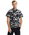Sslr Mens Hawaiian Shirt Flamingos Casual Short Sleeve Button Down Shirts Aloha Shirt (X-Large, Black)