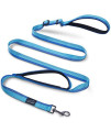 Petbaba No Pull Dog Leash, 6Ft Adjustable Lead With Double Handle, Reflective Gear Safe At Night Walk, Short Knob With Soft Padded To Protetct Hands When Controlling Pet In Traffic In Blue