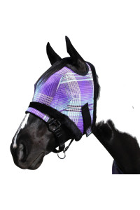 Kensington Fly Mask with Fleece Trim for Horses - Protects Face and Eyes from Flies and Sun Rays While Allowing Full Visibility - Breathable and Non Heat Transferring, X-Large, Lavender Mint