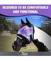 Kensington Fly Mask with Fleece Trim for Horses - Protects Face and Eyes from Flies and Sun Rays While Allowing Full Visibility - Breathable and Non Heat Transferring, X-Large, Lavender Mint