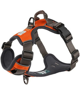 Embark Adventure Dog Harness No-Pull Dog Harnesses for Medium Small and Large Dogs. 2 Leash clips Front & Back with control Handle Adjustable Orange Dog Vest Soft & Padded for comfort