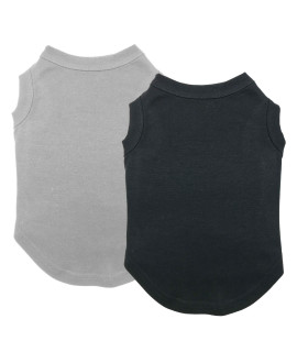 Dog Shirts clothes, chol & Vivi Dog clothes T Shirt Vest Soft and Thin, 2pcs Blank Shirts clothes Fit for Extra Small Medium Large Extra Large Size Dog Puppy, Small Size, Black and grey
