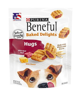 Purina Beneful Made in USA Facilities Dog Treats, Baked Delights Hugs With Real Beef & Cheese - 19.5 oz. Pouch