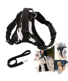 No Pull Dog Harness, Breathable Adjustable Comfort, Free Leash Included, For Small Medium Large Dog, Best For Training Walking Camo S