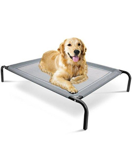 Paws & Pals Elevated Dog Bed - Steel Frame, Temp Control, Indestructible Chew-Proof Pet Cot w/ Trampoline Suspended Raised Hammock Best for Portable in/Out Door Use Cooling Platform | Medium