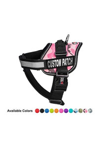 Dogline Unimax Multi-Purpose Pink Camo Vest Harness for Dogs and 2 Removable Custom Patches