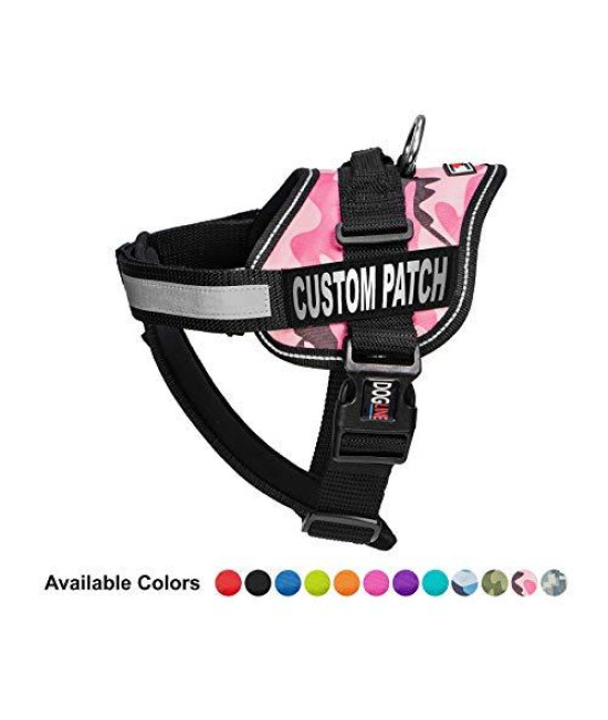 Dogline Unimax Multi-Purpose Pink Camo Vest Harness for Dogs and 2 Removable Custom Patches