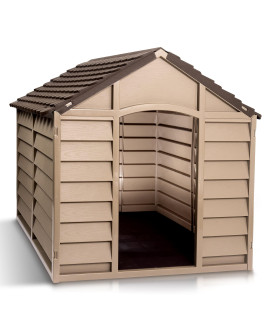 Starplast Small Dog Kennel: 1 Outdoor Plastic Pet House, Weather & Water Resistant, Easy to Assemble, 279 x 279 x 268 Inches, 2 color Options 10-701