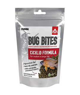 Fluval Bug Bites Cichlid Fish Food, Pellets for Medium to Large Sized Fish, 3.53 oz., A6581