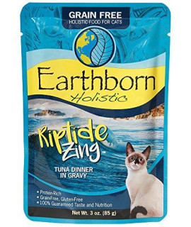 Earthborn Holistic Riptide Zing with Tuna & Gravy Grain-Free Wet Cat Food Pouches, Case of 24