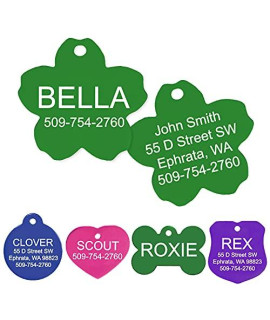 goTags Dog Tags, Personalized Engraved Dog and cat ID Tags for Pets, custom Engraved on Both Sides, Various Shapes Including Bone, Round, Heart, Bow Tie, Star, and Badge (Flower, Large - Pack of 1)