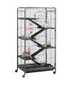 Yaheetech 52-Inch Ferret Cage 6 Level Metal Rat Cage With 3 Front Doorsfeederwheels Small Animal Cage For Ferretchinchillabunnyrabbitsquirrel, Black