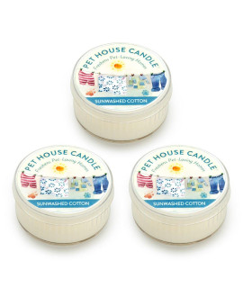 One Fur All Pet House Mini Candle Set, Pack Of 3 - Sunwashed Cotton - Pet Odor Eliminator Candle, Burn Time - 10-12 Hours Pet Candle, Non-Toxic, Ideal For Smaller Spaces