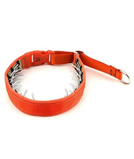 1" Wide Keeper Collar Hidden Prong with snap - Orange (18")