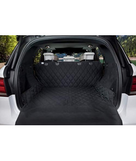 BarksBar Luxury Pet Cargo Cover & Liner For Dogs - 80 x 52 Black, Quilted Waterproof Machine Washable & Nonslip Backing With Bumper Flap Protection- For Cars, Trucks & SUVs