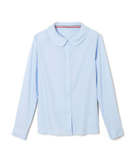 French Toast girls Long Sleeve Woven Shirt with Peter Pan collar (Standard Plus), Light Blue, 10 Plus