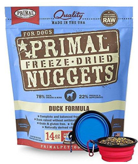 Primal Pet Food - Freeze Dried Dog Food 14-ounce Bag - Made in USA (Duck)